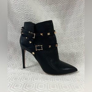 Valentino black leather rock stud ankle boots